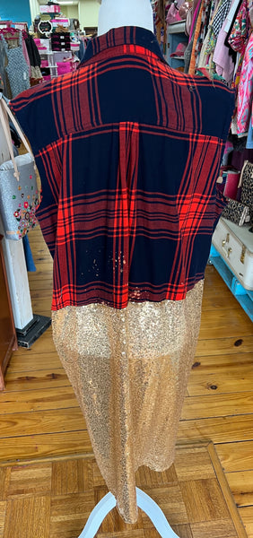 Sequin Flannel Vests