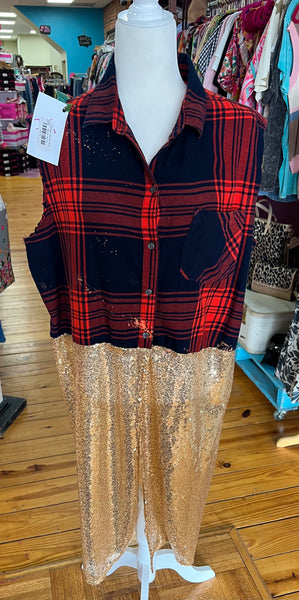Sequin Flannel Vests