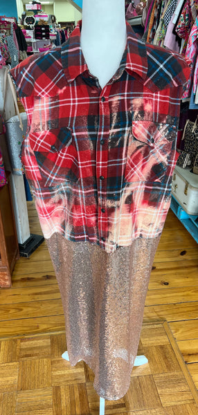 Sequin Flannel Vests