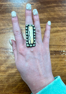 White buffalo studded ring
