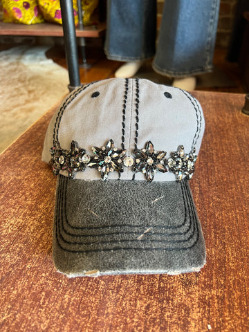 Lovelle Glitz Deco Two Tone Baseball Cap Grey