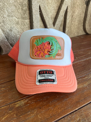 White/Coral Foam Trucker Coral Floral