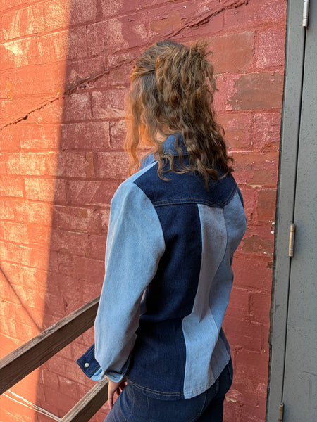 Denim Multi Contrast Button Down Shirt