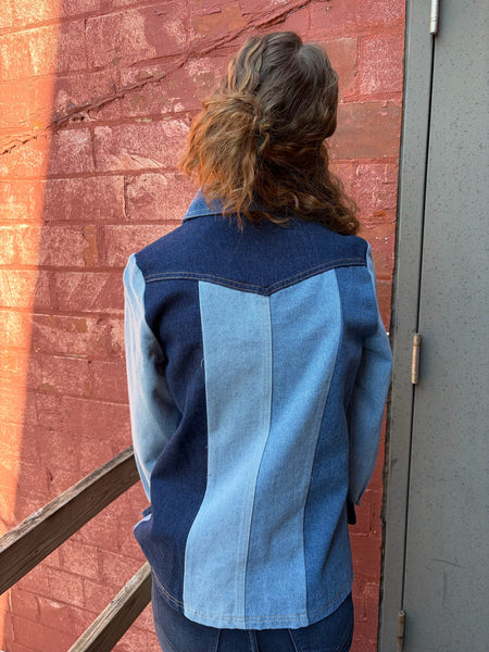 Denim Multi Contrast Button Down Shirt