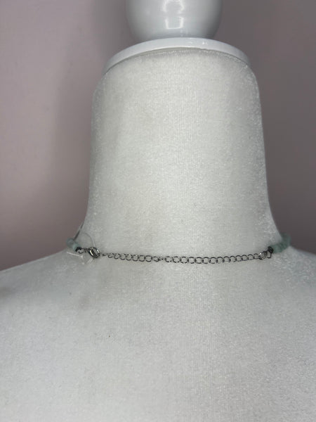 Blue Shell Heishi Choker w/ Sterling Silver Pearls