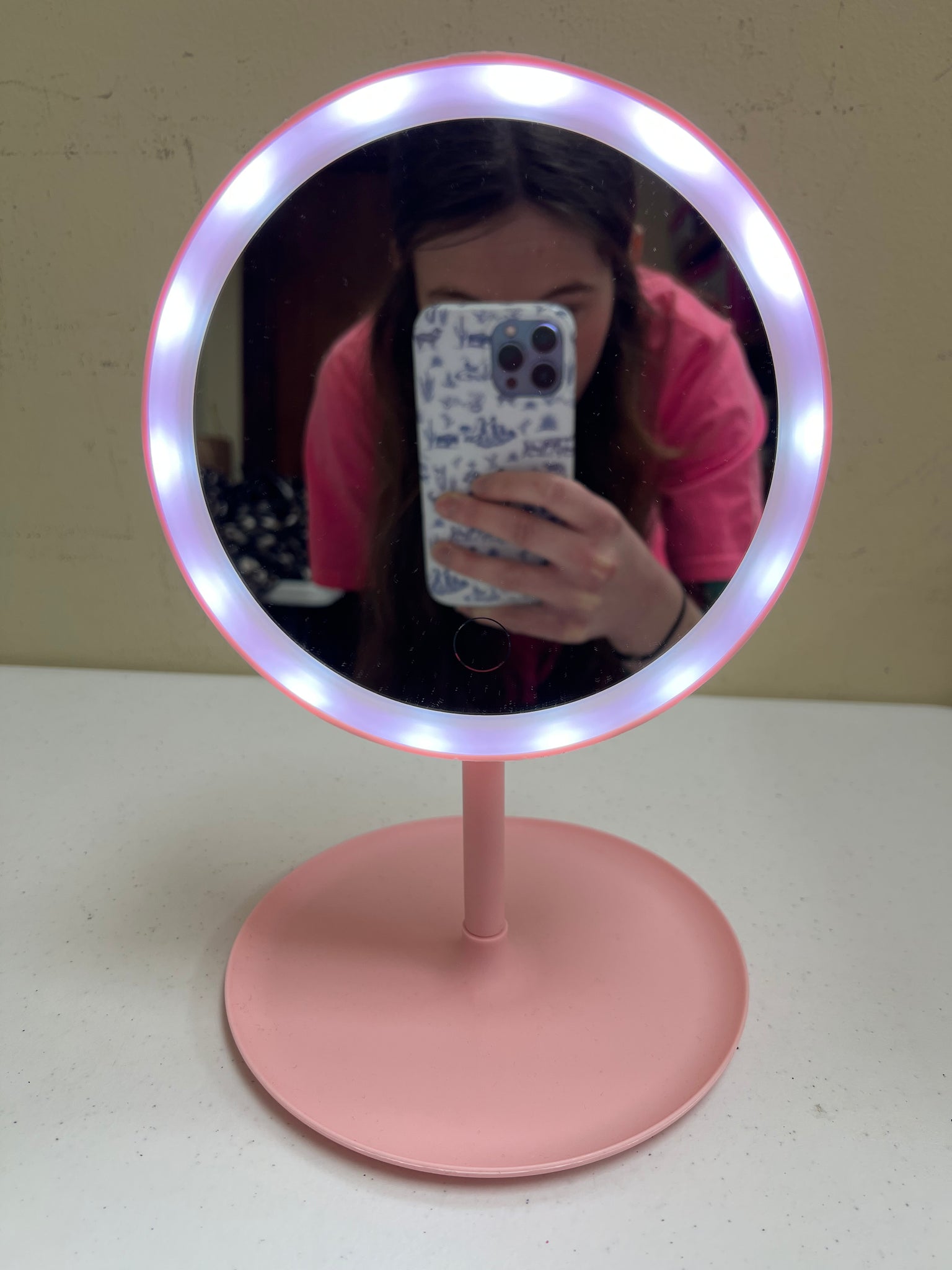 Pink Table Makeup Mirror