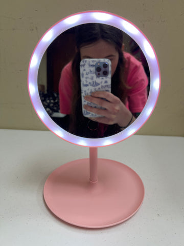 Pink Table Makeup Mirror
