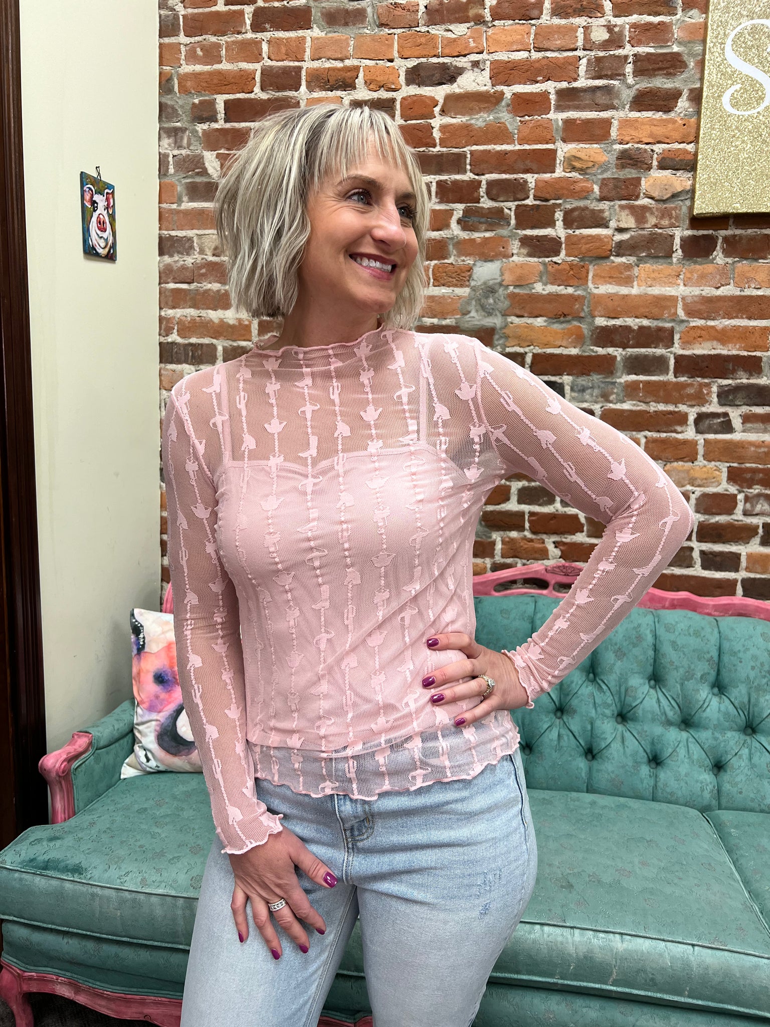 Lariat Lace LS Top Dusty Rose