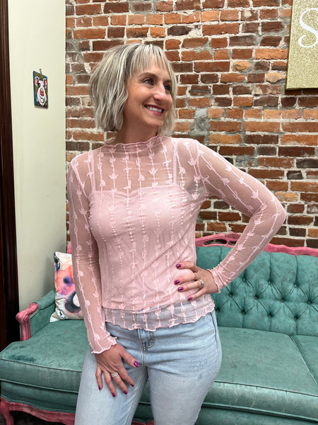 Lariat Lace LS Top Dusty Rose