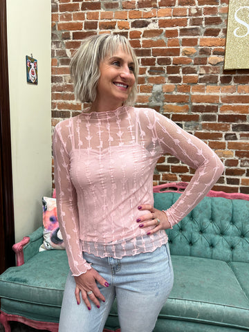 Lariat Lace LS Top Dusty Rose