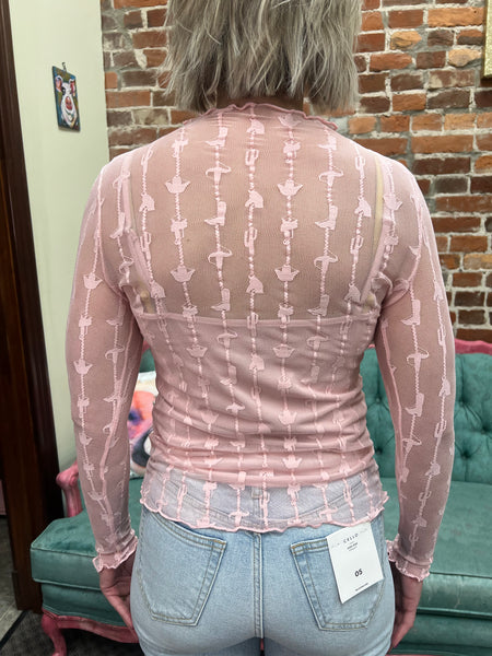 Lariat Lace LS Top Dusty Rose