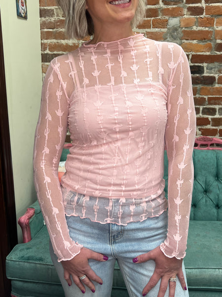 Lariat Lace LS Top Dusty Rose