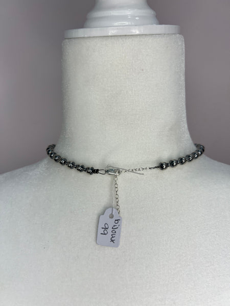 14in 6mm & 3mm Sterling Silver Pearls Choker Necklace