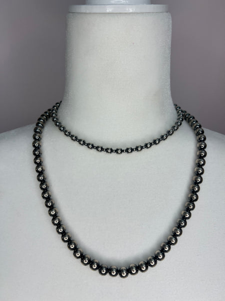 14in 6mm & 3mm Sterling Silver Pearls Choker Necklace