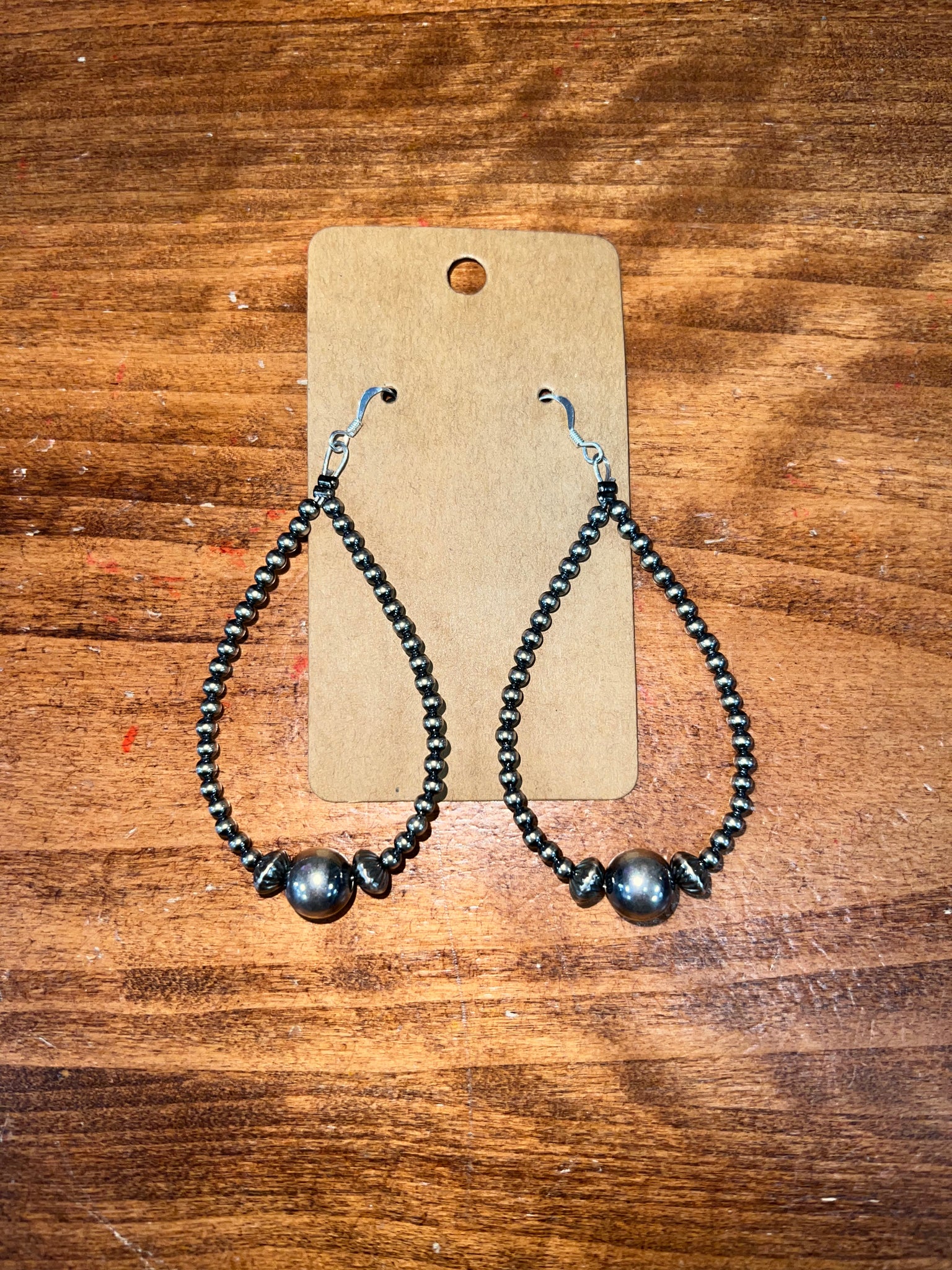 3mm Sterling Silver Pearls Teardrop Earrings w/ 10mm