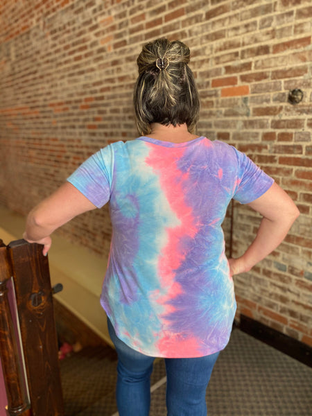 Blue tie dye top plus The Sparkly Pig Tops