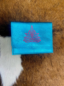 Bootstitch Flora Metallic Turquoise w/ Hot Pink Stitching The Sparkly Pig purses