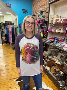 Bright Turkey 3/4 Sleeve Top The Sparkly Pig Tops