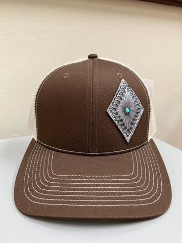 Brown/Tan Silver Concho Cap The Sparkly Pig hats