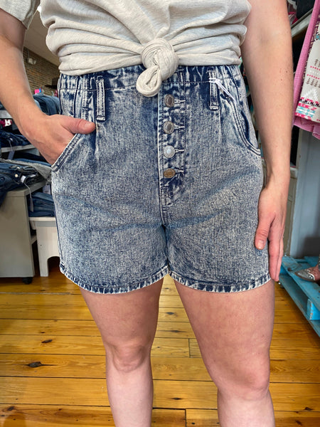 Commisioner Button Up Acid Wash Mom Shorts The Sparkly Pig Shorts