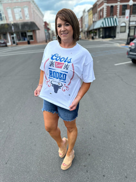 Coors Banquet Rodeo White Destroyed Tee The Sparkly Pig tee shirt