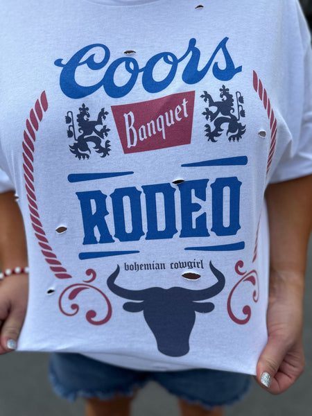 Coors Banquet Rodeo White Destroyed Tee The Sparkly Pig tee shirt