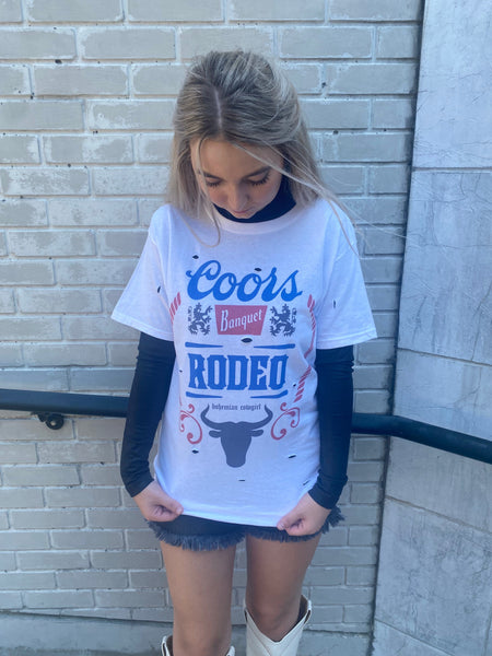 Coors Banquet Rodeo White Destroyed Tee The Sparkly Pig tee shirt