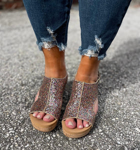 Corkys Carley Wedge Confetti Glitter The Sparkly Pig Shoes