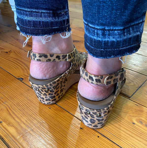 Corkys Carley Wedge Gold Leopard The Sparkly Pig Shoes