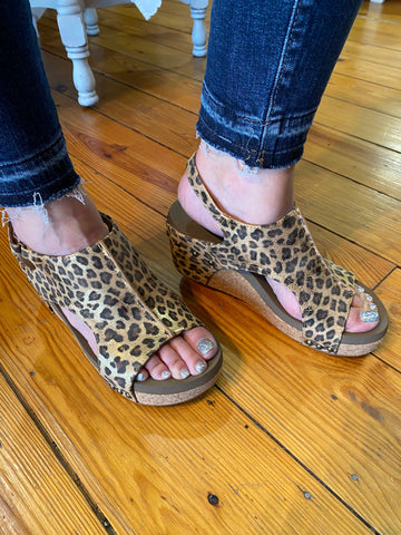Corkys Carley Wedge Gold Leopard The Sparkly Pig Shoes
