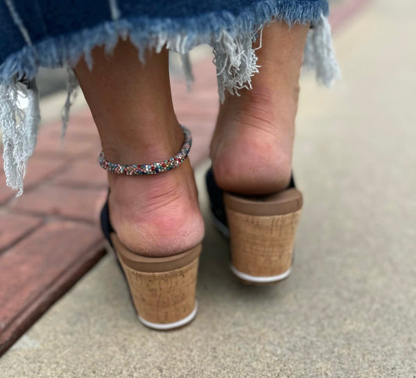 Corkys Flirty Sport Wedge Navy The Sparkly Pig Shoes