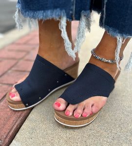 Corkys Flirty Sport Wedge Navy The Sparkly Pig Shoes