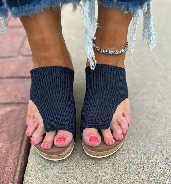 Corkys Flirty Sport Wedge Navy The Sparkly Pig Shoes