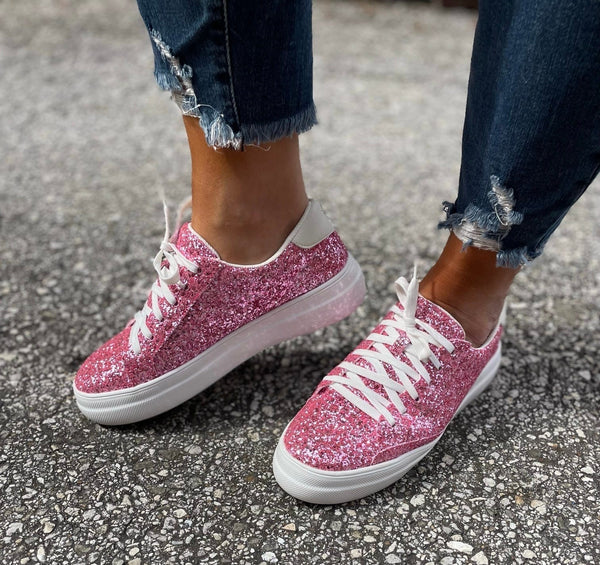 Corkys Glaring Sneaker Pink Chunky Glitter The Sparkly Pig Shoes