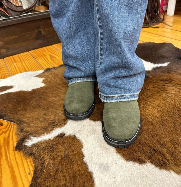 Corkys Howl Boot Dark Green Suede The Sparkly Pig Shoes