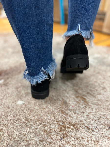 Corkys Inspo Loafer Black Suede The Sparkly Pig Shoes