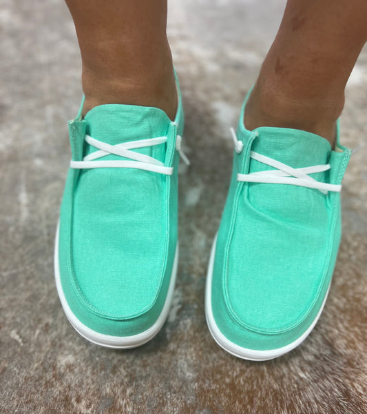 Corkys Kayak Neon Green(Turquoise) The Sparkly Pig Shoes