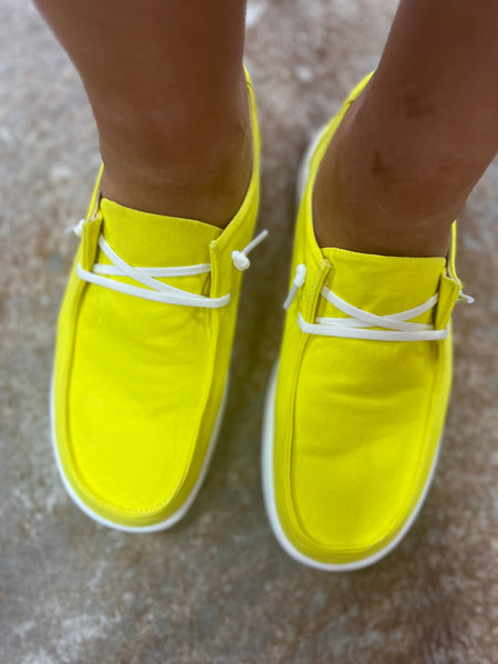 Corkys Kayak Neon Yellow The Sparkly Pig Shoes