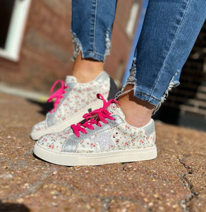 Corkys Supernova Sneaker White Ditzy Flower The Sparkly Pig Shoes