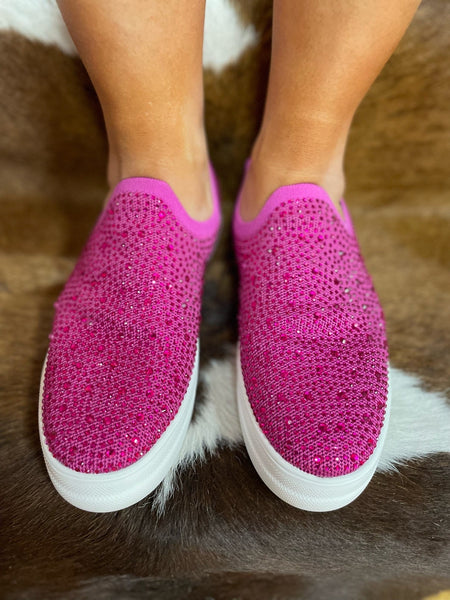 Corkys Swank Fuchsia Crystals Slip On The Sparkly Pig Shoes