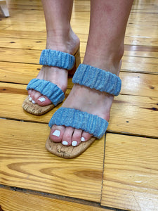 Corkys Tropic Like It's Hot Blue Denim Chunky Heels The Sparkly Pig Shoes