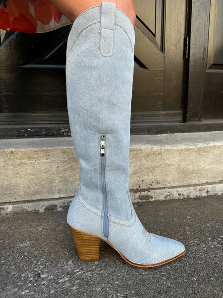 Corkys Unforgetable Boot Light Blue Denim The Sparkly Pig Shoes