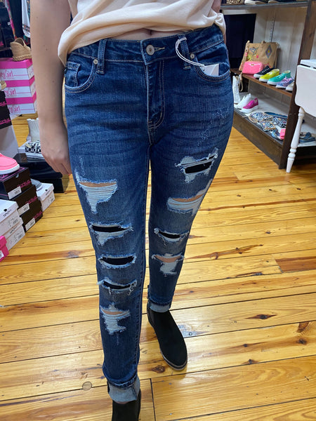 Dark Mid Rise Super Skinny The Sparkly Pig Jeans