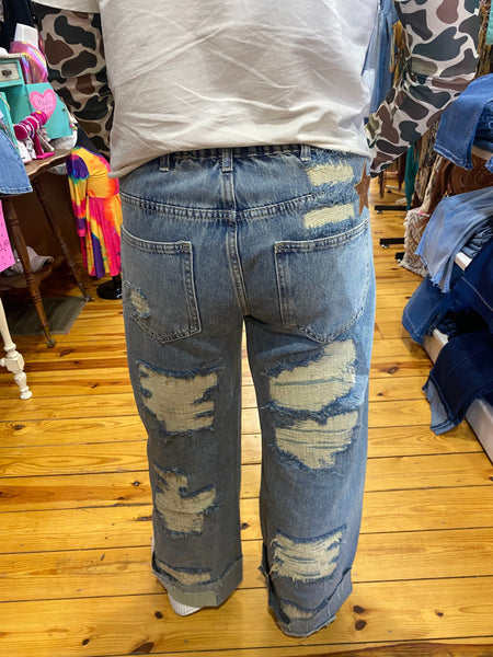 Distressed Jeans w/ Stars The Sparkly Pig jeans Distressed Jeans w/ Stars