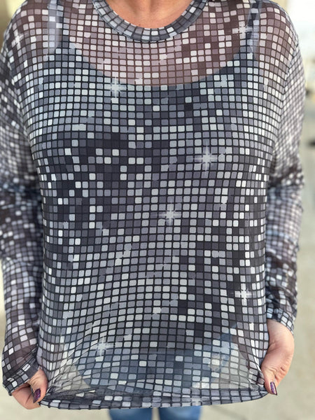 Dolly Disco Mesh Top The Sparkly Pig Tops