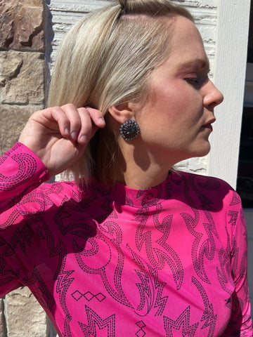 Giddy Up Concho Stud Midnight Rider The Sparkly Pig earrings