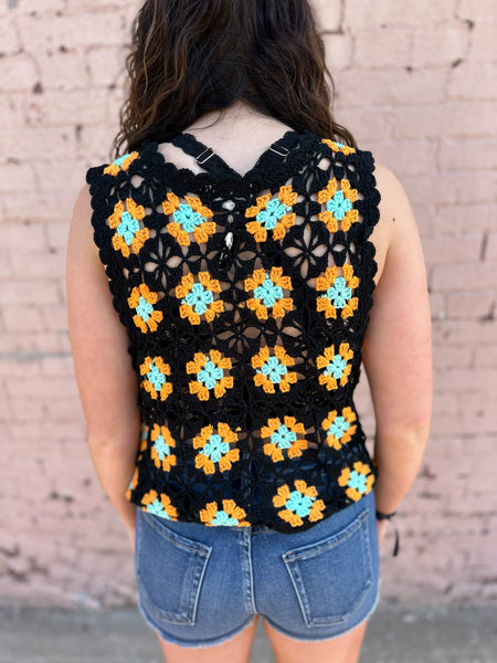 Granny Square Crochet Sleeveless Top The Sparkly Pig Tops