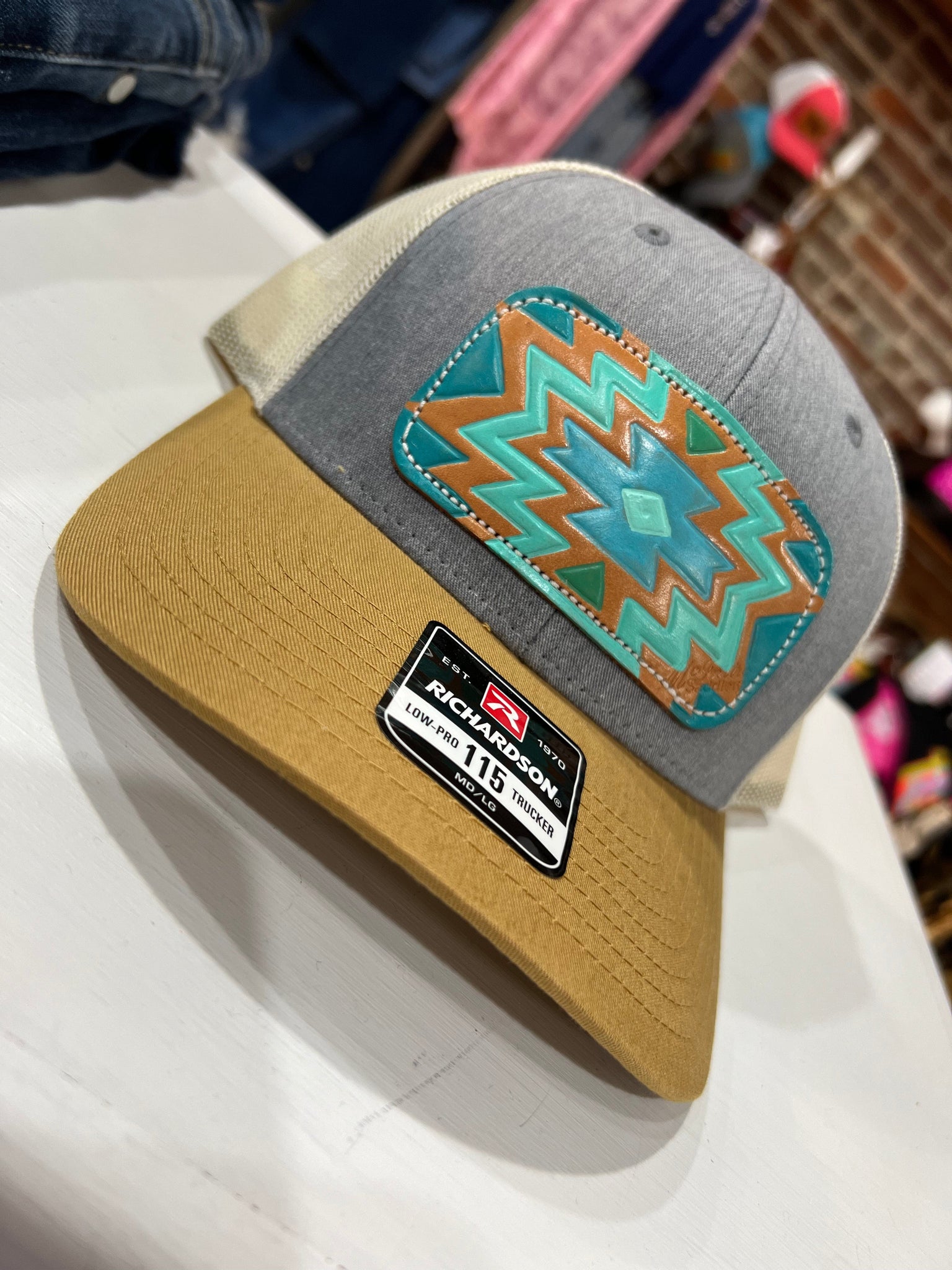 H Grey/Mustard/Birch Turquoise Aztec Cap The Sparkly Pig hats