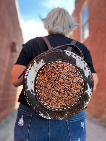 Hair on Hide Canteen Purse w/ Tooled Leather & Backpack Option The Sparkly Pig purses