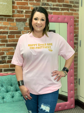 Happy girls are the prettiest tee The Sparkly Pig Tops